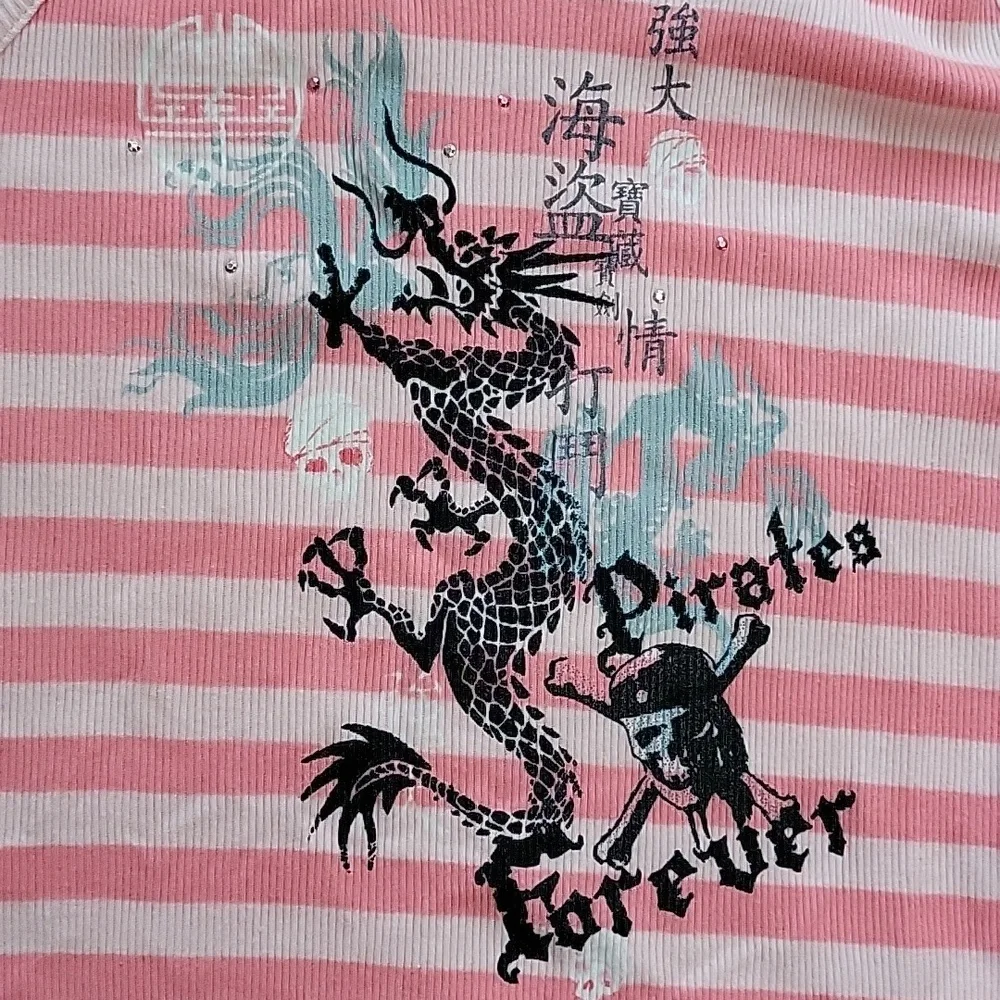 Disney Pirates of the Caribbean Tank Top Large Pink Stripe